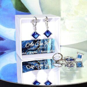 Mia Sincerity Simulated Blue Sapphire 925 Sterling Silver Earrings Gift Boxed